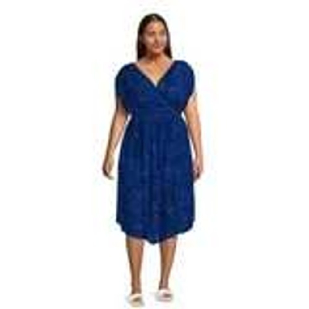 Womens 2x Terra,& Sky Hi-low Blue Animal Print Dress Sleeveless Maxi